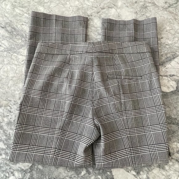 Zara Checkered Pattern Straight Leg Pants Gray Size 4 - Picture 4 of 4